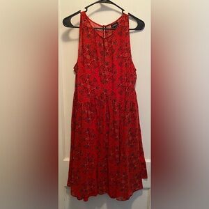 Torrid Red and Black Sleeveless Floral Dress
